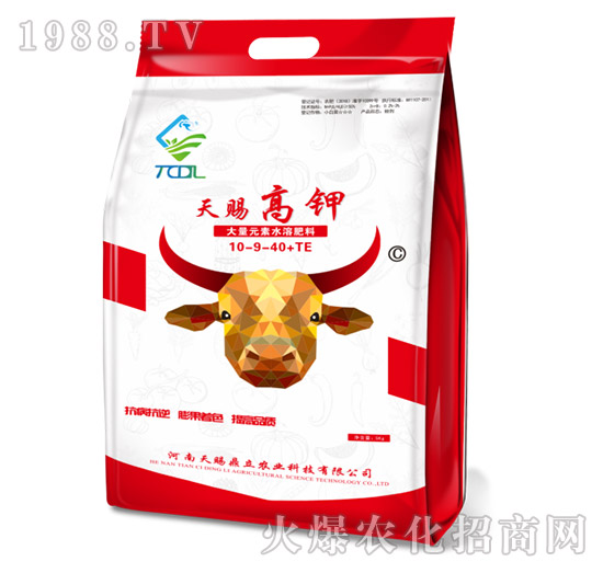 大量元素水溶肥料10-9-40+TE-天賜高鉀-天賜鼎立