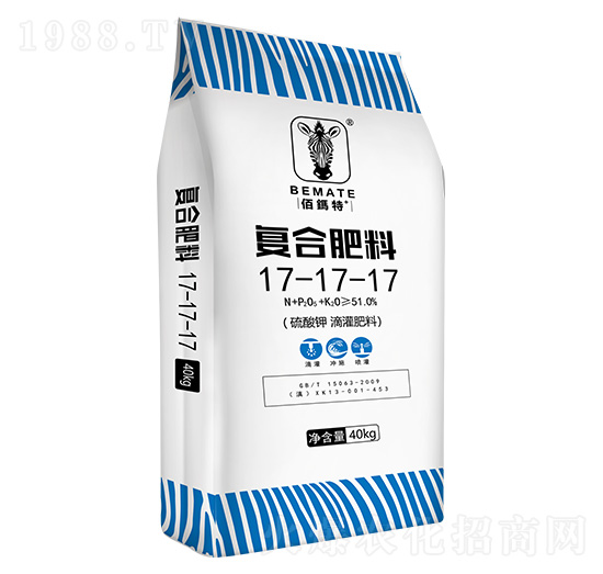 40kg硫酸鉀滴灌復(fù)合肥料17-17-17-佰鎷特-云天化農(nóng)資