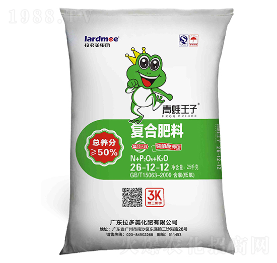25KG玉米專(zhuān)用復(fù)合肥料26-12-12-青蛙王子-拉多美
