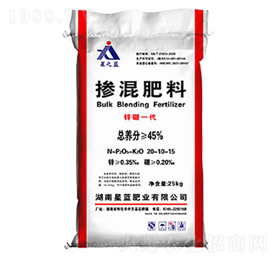 摻混肥20-10-15-鋅硼一代-星藍肥業(yè)