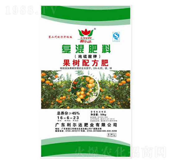 果樹配方專用純硫酸鉀復(fù)混肥料16-6-23-利爾達肥業(yè)